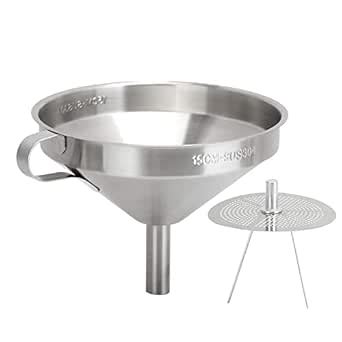 Set of 2 Liquid Funnel, 304 Stainless Steel with Filter, Thickened ...