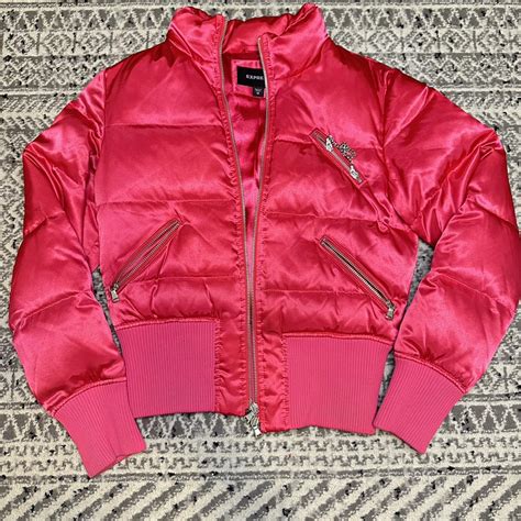 Saturated Pink Express Puffer Jacket Has tiny... - Depop