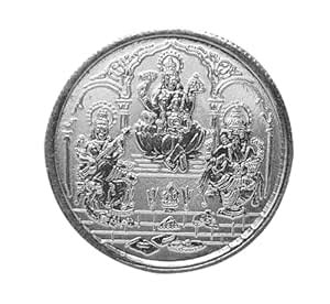 AURA Jewels - 999 Purity Silver Coin 100 Gram, Pure Silver Coin Ganesha ...