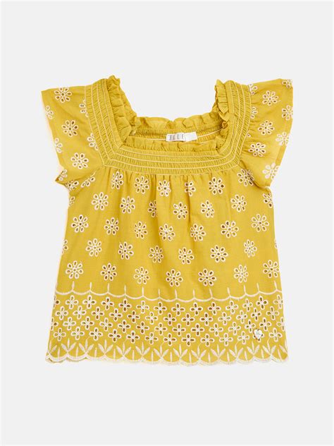Shop Elle Kids Girls Yellow Solid Square Neck Top Online – Iconic India