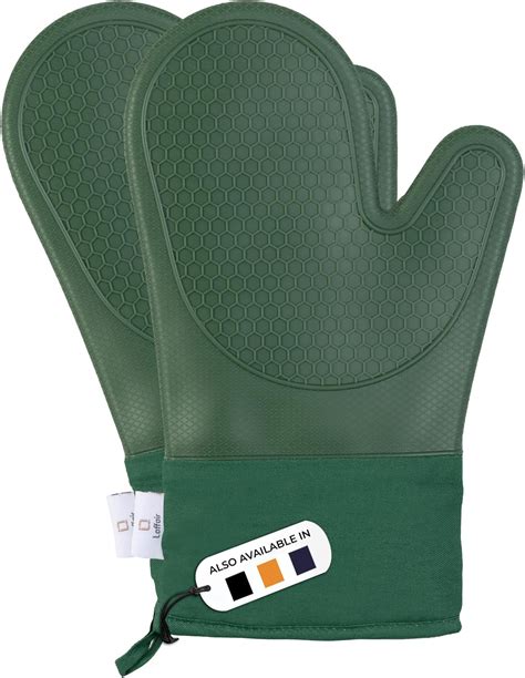 LAFFAIR Green Oven Mitts Premium Non-Slip Green Oven Gloves Heat ...