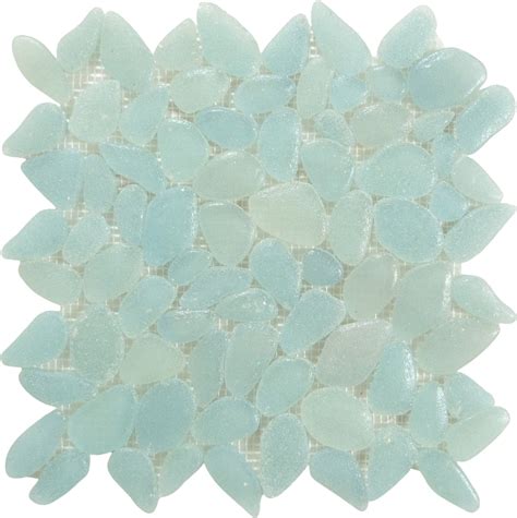 Tesoro Liquid Rocks Aqua Blue Glass Pebble Tile | Oasis Tile