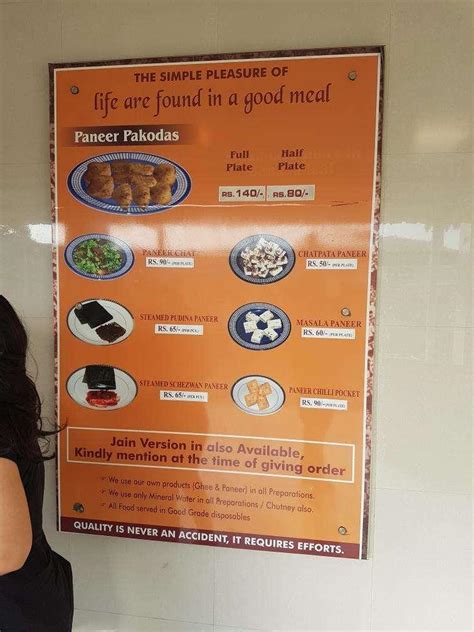 Menu at Bhajanlal Dairy Farm, Vasai