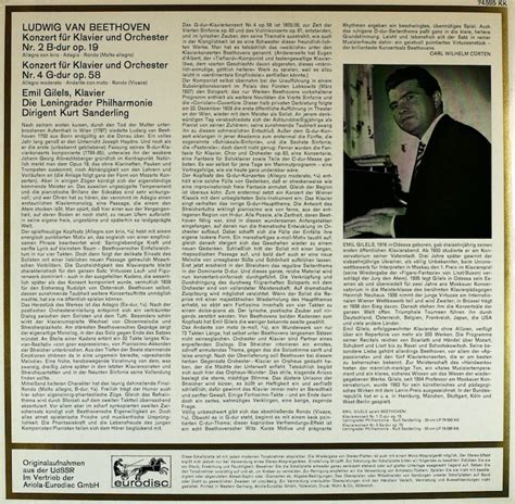 Kurt Sanderling. Leningrader Philharmonie. Emil Gilels. Beethoven ...