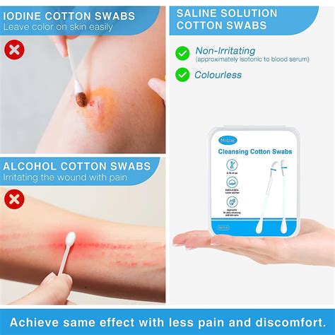 Mebak Sterile Saline Piercing Aftercare Swabs - 100pcs - Effective Cleaner for Ear, Nose, Belly ...