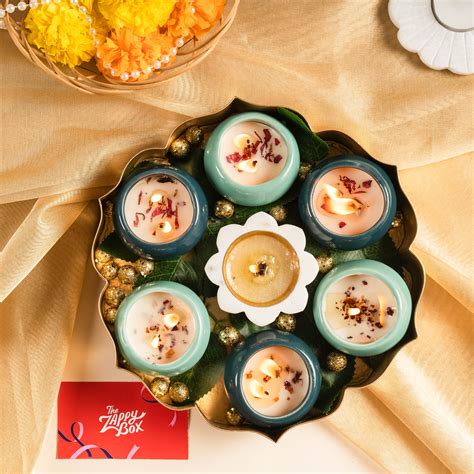 Sparkling Diwali #2 - Ceramic Candles & Golden Urli Gift Set | The ...