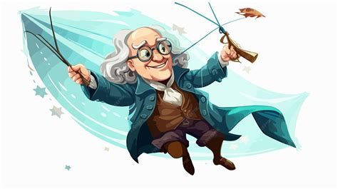 Ben Franklin Flying a Kite Cartoon Vector Illustration | Premium AI ...