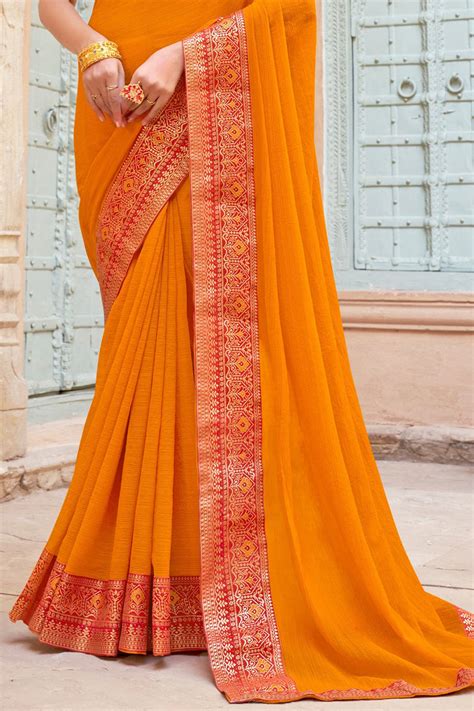 Buy Turmeric Yellow Georgette Saree online-Karagiri