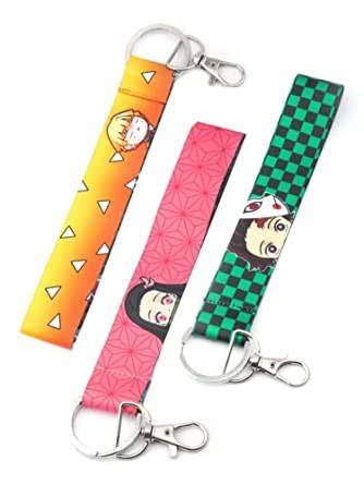 Demon Slayer Anime Lanyard Keyring, Tanjiro Kimono, Nezuko Kawaii ...