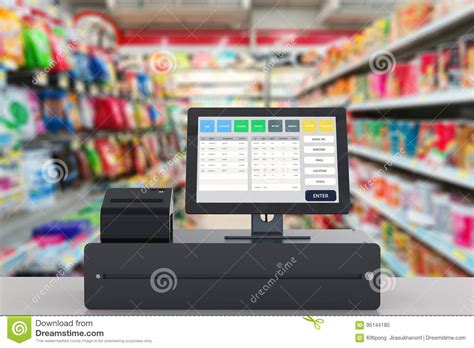 商店管理的销售点系统 库存图片. 图片 包括有 计算机, 便利, 付款, 超级市场, 检查, 电子, 寄存器 - 95144185