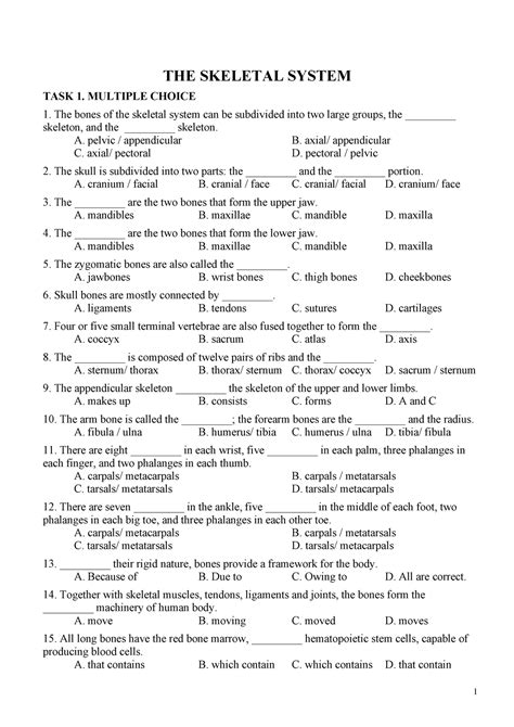 Skeletal System Quiz Multiple Choice at Phyllis Mosier blog