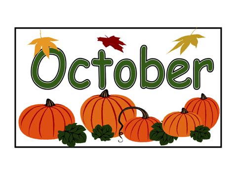 October, vector script with decorative white and red oak leaves ...