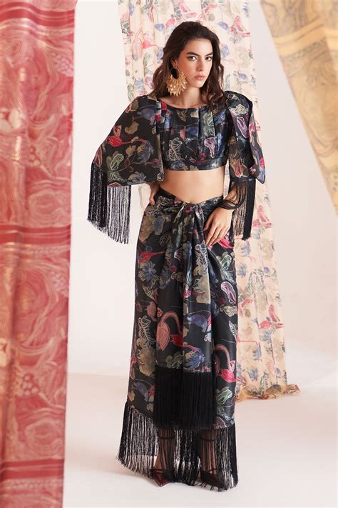 duck black fringe skirt cord set – Puneetkapoorlabel