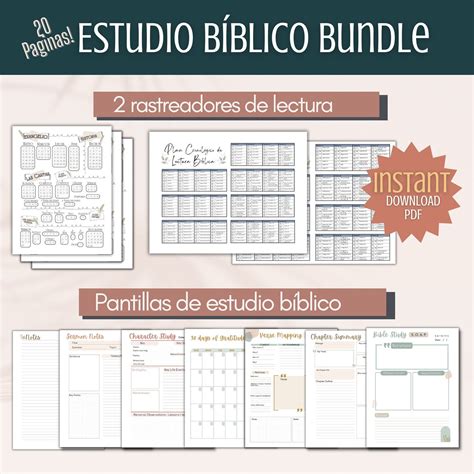 SPANISH Printable Bible Study Planner and Bible Reading Trackers, Chronological Bible Tracker ...