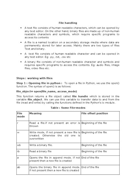 Python Unit 4 File Handling Notes - Studocu