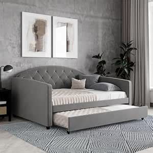 DHP Ilena Upholstered Daybed with Trundle, Full/Twin, Light Gray Velvet ...