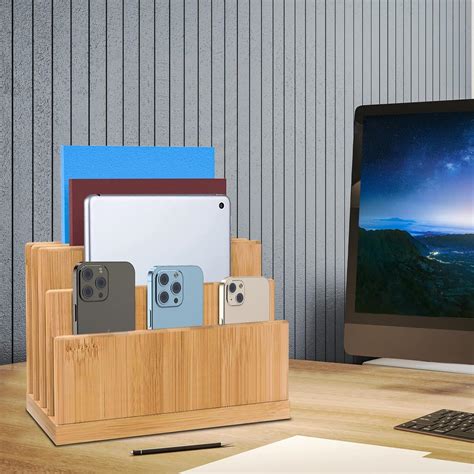 Buy Purbambo Bamboo Mail Organizer, 4 Slots Desktop Paper Files Sorter ...