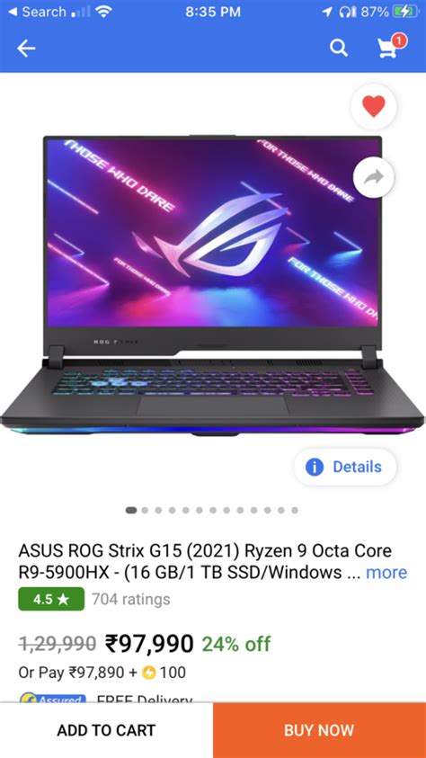 Flipkart — Asus Rog Strix Laptop not replacing my laptop