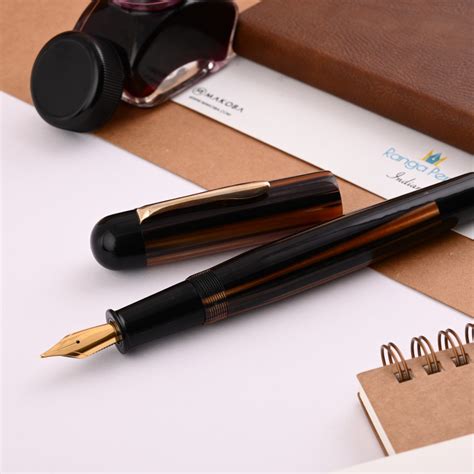 Ranga Majestic Premium Acrylic Fountain Pen - Brown Stripes GT – Makoba