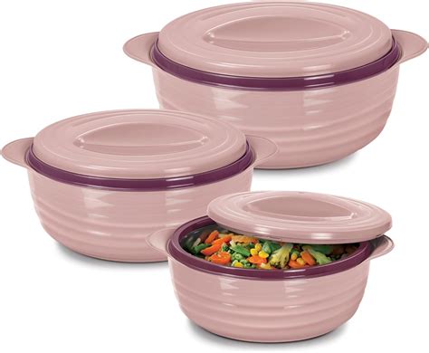 Buy MILTON Crave Jr Inner Steel Casserole Gift Set of 3, Pink Online at ...