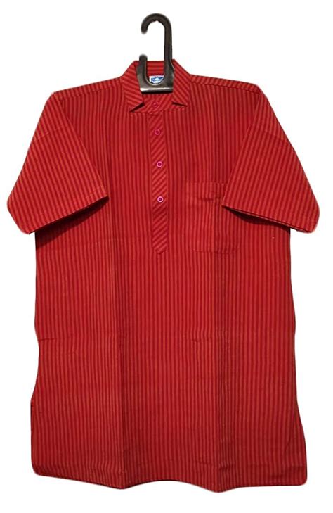 Buy Latest Chikan Men's Cotton Regular Striped Short Kurta Half Sleeves ...