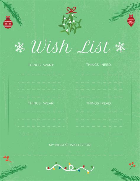 Free Printable Christmas Wish List Templates - WordLayouts