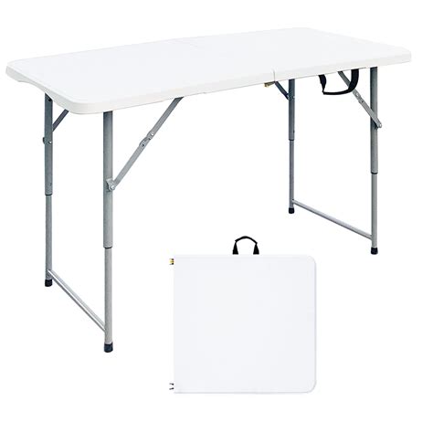 JingPieCle 4 Foot Folding Table, 4ft Foldable Portable Desk, Small ...