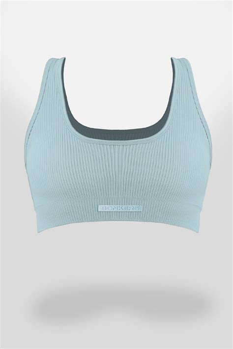 Buy Baby Blue Sporty Ribbed Crop Top | BonkersCorner