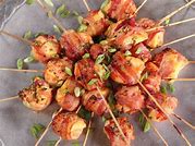 Bacon wrapped sirloin gorgonzola skewers appetiser