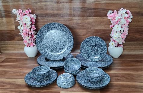 VolCraft Ceramic Dinner Set Including 5 Dinner Plates, 5 Quarter Plates ...