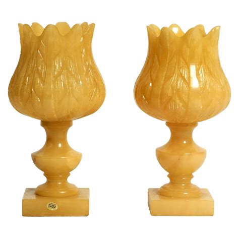 Pair of Heavy Vintage Alabaster Lamps at 1stDibs | vintage alabaster ...