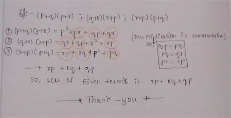 LCM of (p+q)(p+r) , (q+r) (r+p) , (r+p) (p+q) - Brainly.in