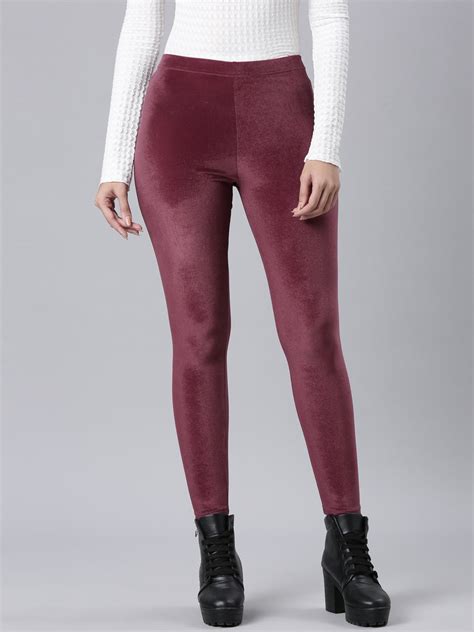 Maroon Velour Leggings – Go Colors India