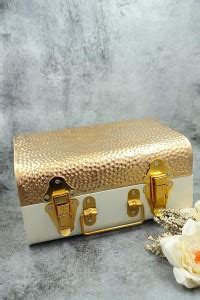 DecorOne Copper Trunk Decorative Box Storage Chest (White and Golden ...