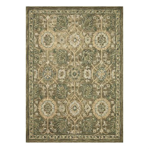 (A496) Honeybloom Victoria Sage Floral Hooked Area Rug, 5x7