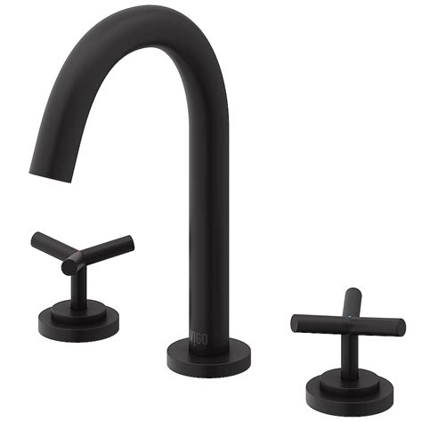VIGO Jewel Matte Black Widespread 2-handle WaterSense High-arc ...