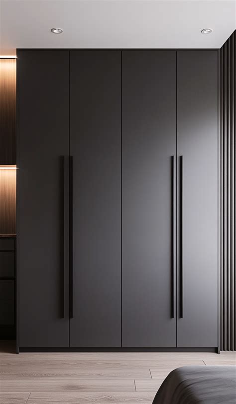 Sleek Black Matte Wardrobe for a Modern Minimalist Bedroom