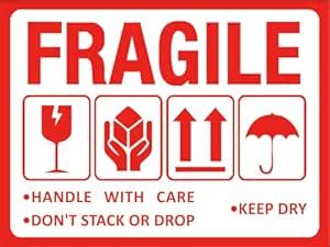 PRINTWELL Fragile Sticker 4x3 inches for Packing & Shipping Glass ...