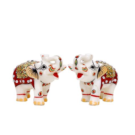 Buy RD MANUFACTURIG Decorative Marble Elephants Showpiece-for Home ...