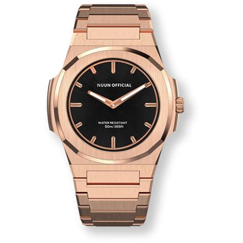 Nuun Official MS Rosegold Men Analogue Watch Black Dial With Gold Mark ...