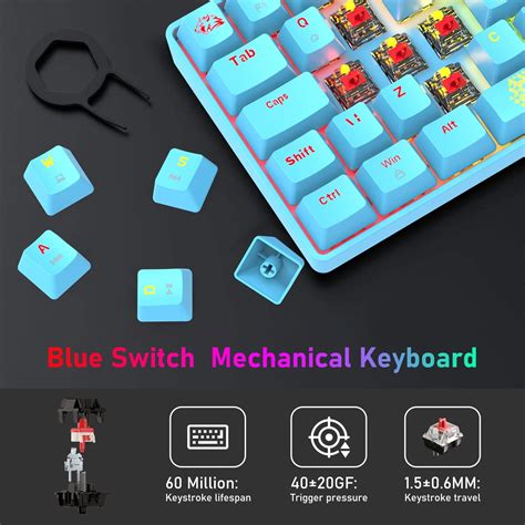 Buy FELICON Portable 60% Mechanical Gaming Keyboard Type C Wired 62 ...