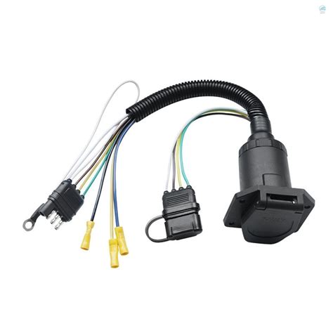 Trailer Light Adapter Dual Output 4-Way Flat to 7-Way RV Blade and 4-Way Flat Female End Trailer ...