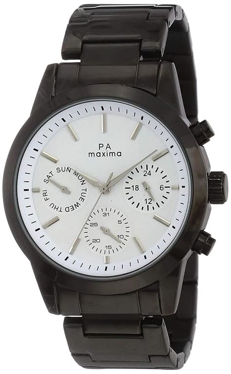 Maxima Leather Analog White Dial Men's Watch - 47341Cagb : Amazon.in ...