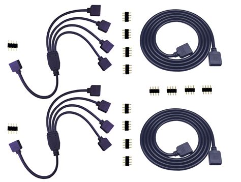 Buy 2PCS 4 Pin RGB LED Splitter Cable LED Strip Connector 4 Way ...