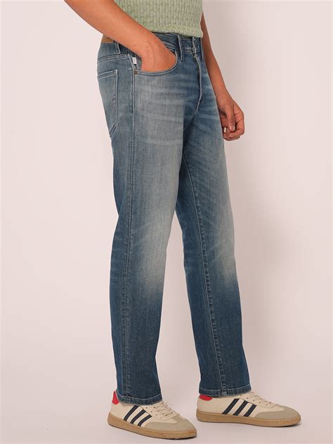 Buy Blue Mid Rise Straight Fit Jeans for Men Online
