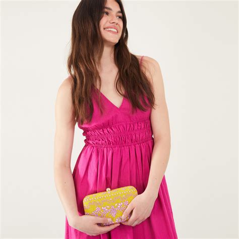 Buy Yellow Hand-Beaded Hardcase Clutch Bag Online - Accessorize India