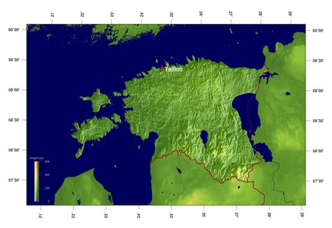 Large scale elevation map of Estonia | Estonia | Europe | Mapsland | Maps of the World
