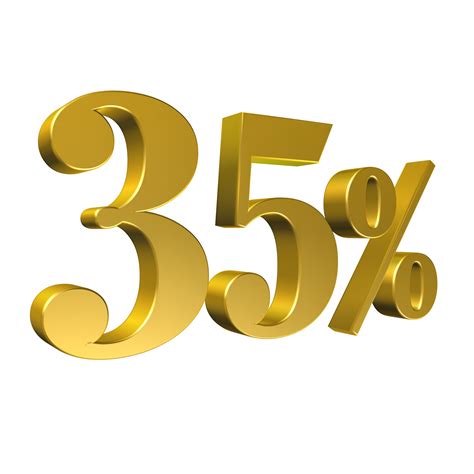 35 Percent Gold Number Thirty Five 3D Rendering 8506495 PNG