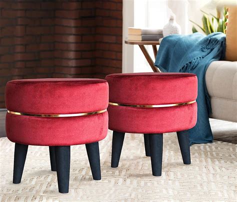 HOMEBUK Living Room Ottomans Pouffes Pouff for Sitting Stool for Side ...