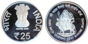 RB COINS 25 RUPEES 2012 SILVER JUBILEE SHRI MATA VAISHNO DEVI SILVER ...